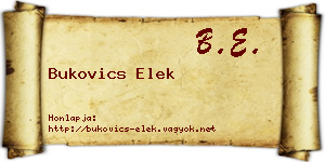 Bukovics Elek névjegykártya